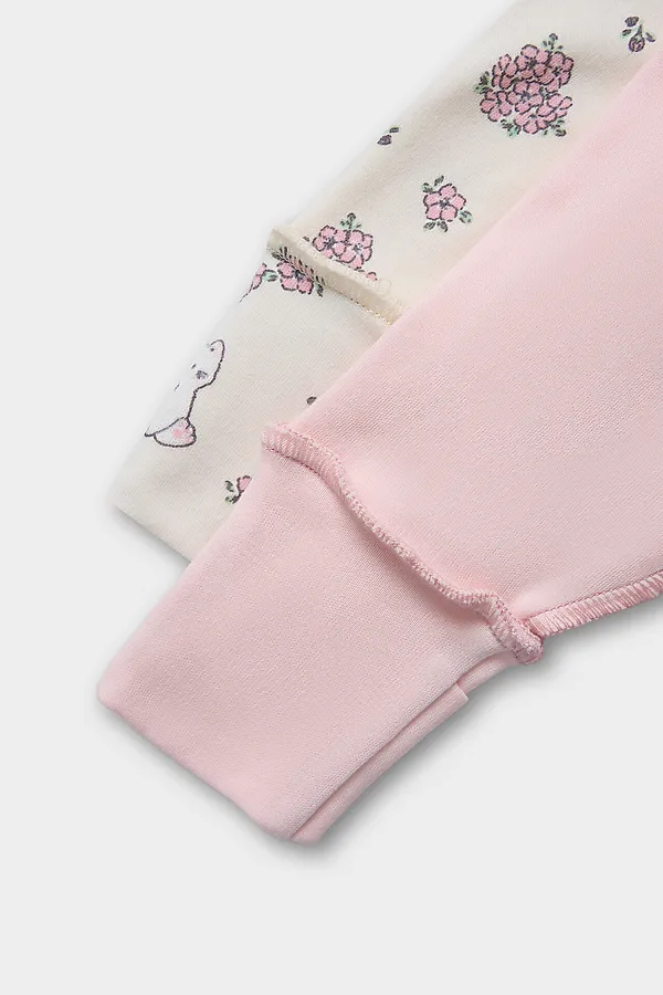 Комбинезон нательный детский (2шт.) MARK FORMELLE, котики с цветами на молочном +розовый - фото 2