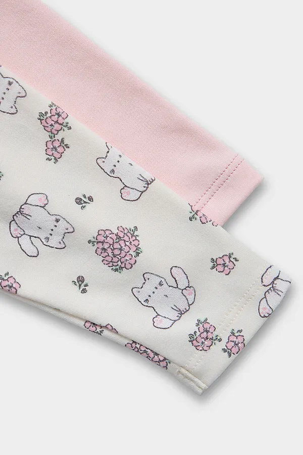 Комбинезон нательный детский (2шт.) MARK FORMELLE, котики с цветами на молочном +розовый - фото 2