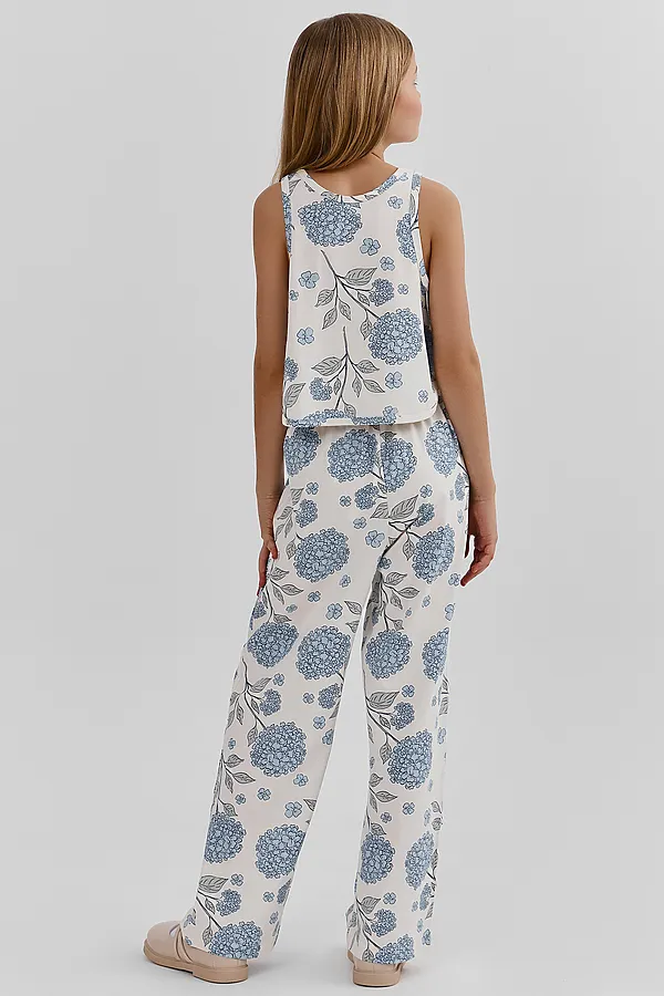 Комплект для девочек (топ, брюки) MARK FORMELLE, голубые цветы на молочном - фото 2