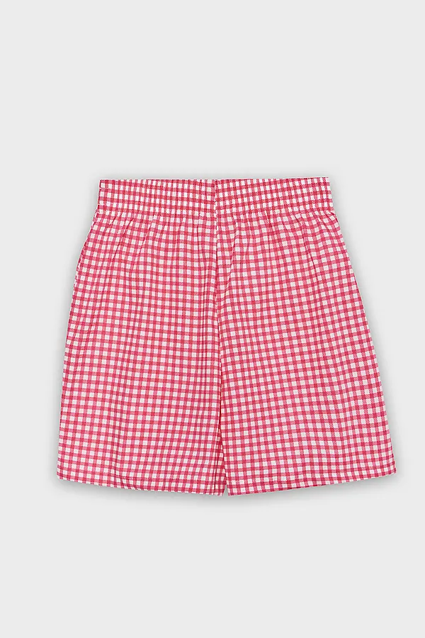 Комплект для девочек (футболка, шорты) MARK FORMELLE, белый +розовая клетка - фото 2