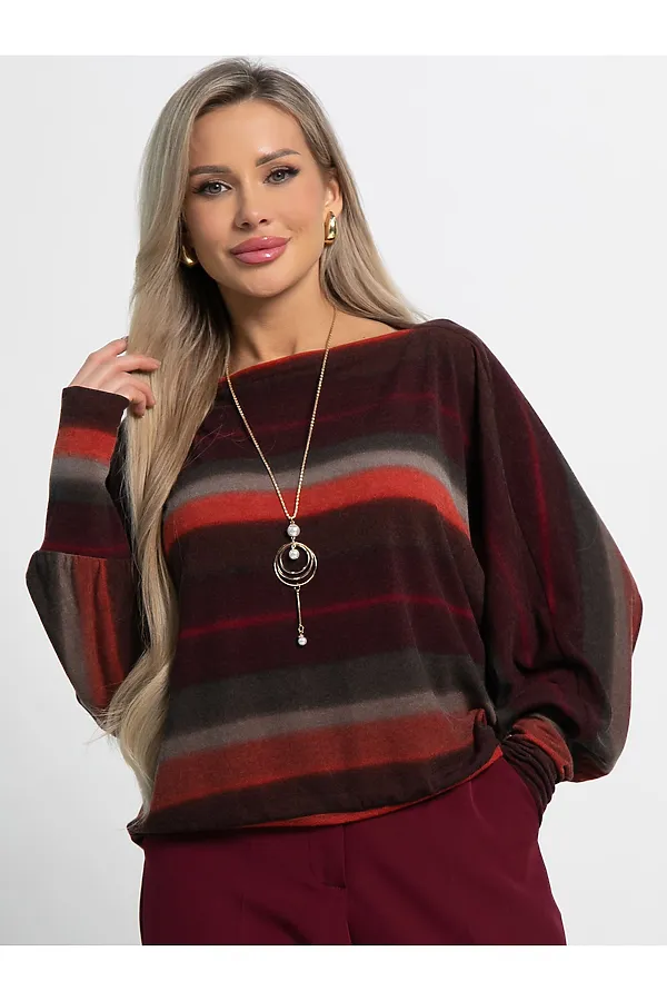 Блуза Муза LADY TAIGA, бордово-оранжевый - фото 2