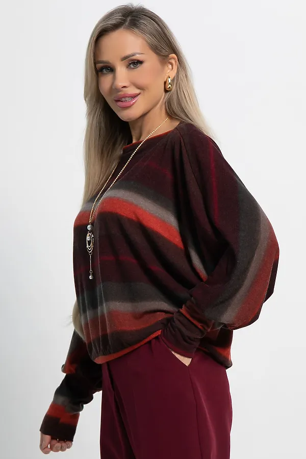 Блуза Муза LADY TAIGA, бордово-оранжевый - фото 2