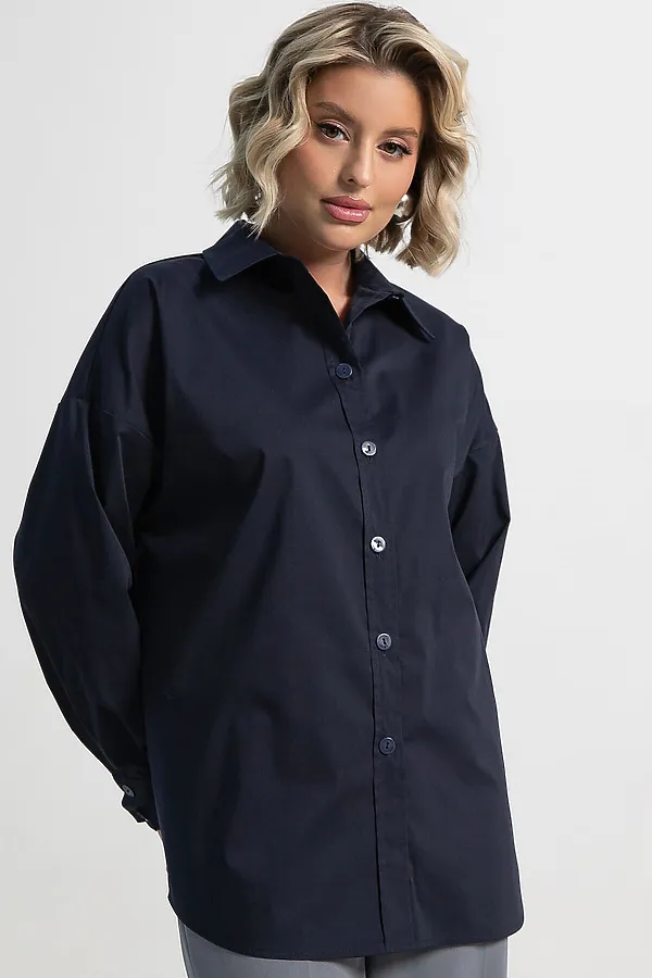 Рубашка хлопковая Рина LADY TAIGA, темно-синяя - фото 2