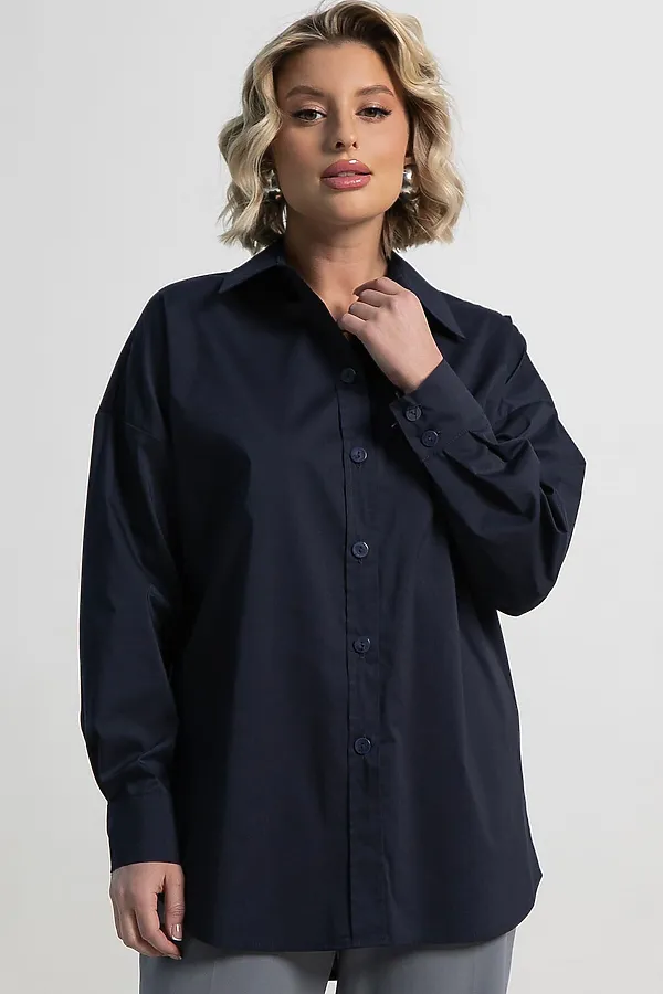 Рубашка хлопковая Рина LADY TAIGA, темно-синяя - фото 2