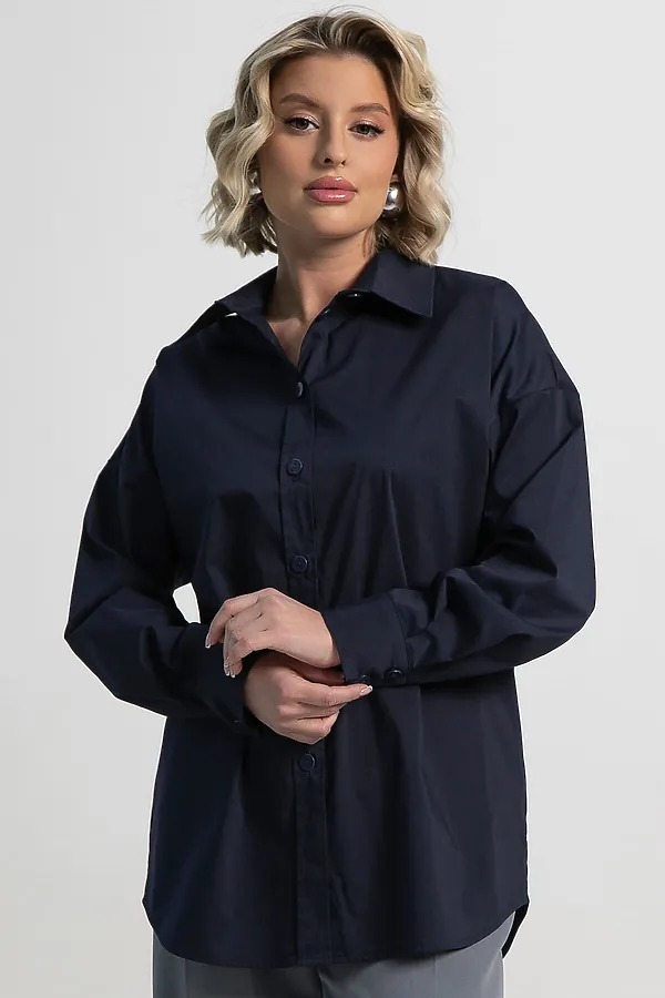 Рубашка хлопковая Рина LADY TAIGA, темно-синяя - фото 2