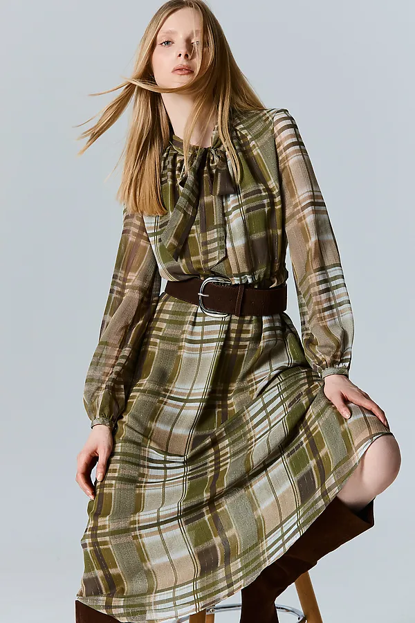 Платье женское MARK FORMELLE, зеленая клетка - фото 2