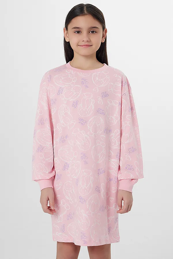Сорочка ночная для девочек MARK FORMELLE, милые зайчики на розовом - фото 2