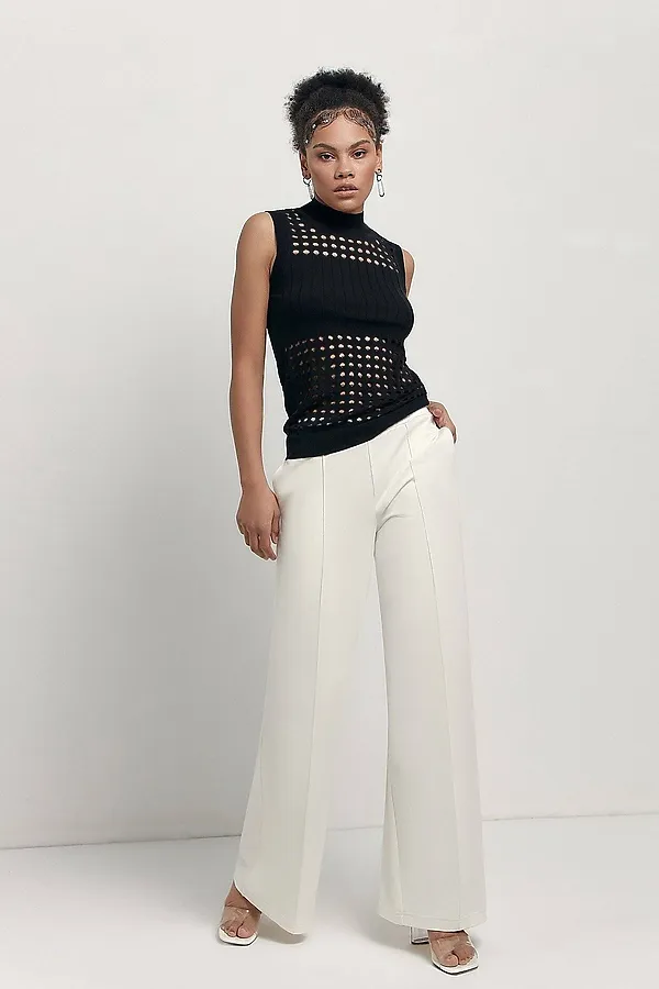 CONTE LBK 1794 Широкие брюки из футера c боковыми карманами CONTE ELEGANT, экрю - фото 2