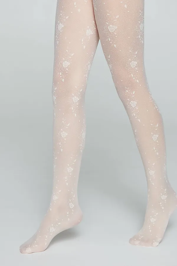 CONTE SOFIA Тонкие эластичные колготки с цветочным рисунком CONTE ELEGANT, молоко - фото 2