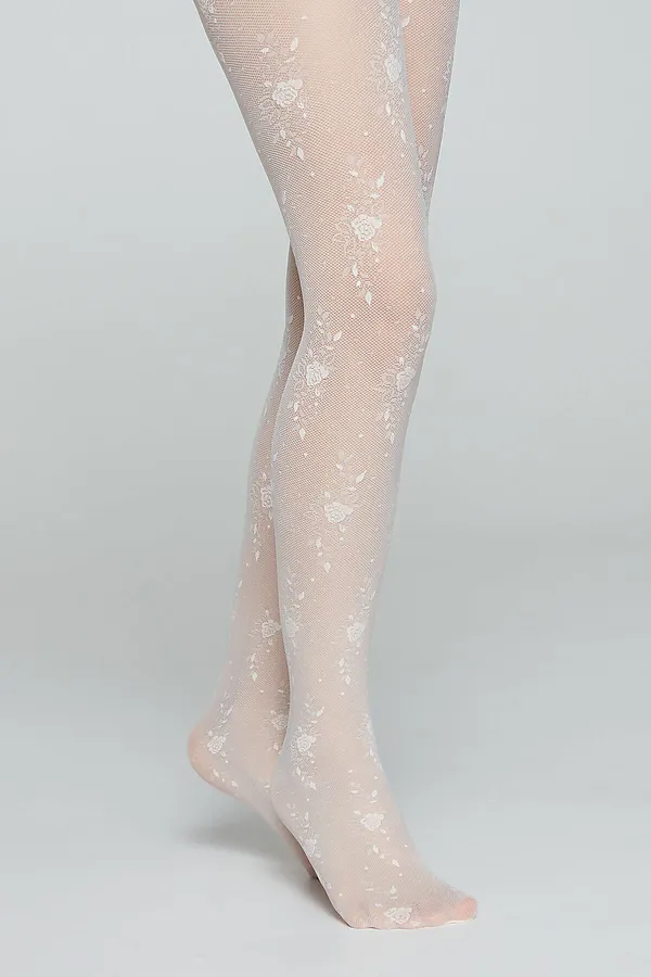 CONTE SOFIA Тонкие эластичные колготки с цветочным рисунком CONTE ELEGANT, молоко - фото 2