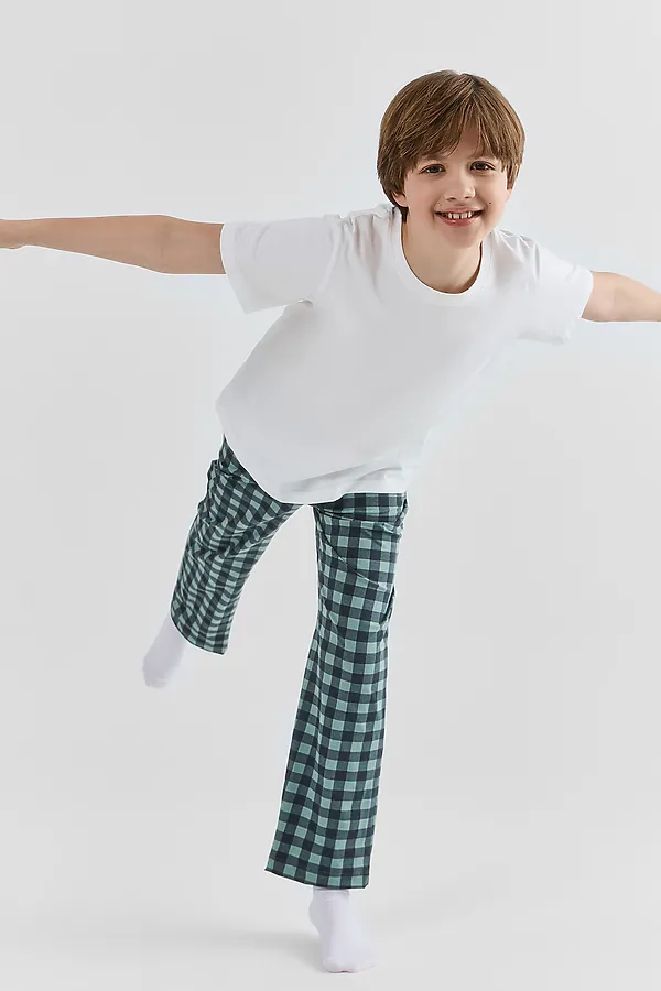 Брюки для мальчиков домашние MARK FORMELLE, зеленая клетка - фото 2