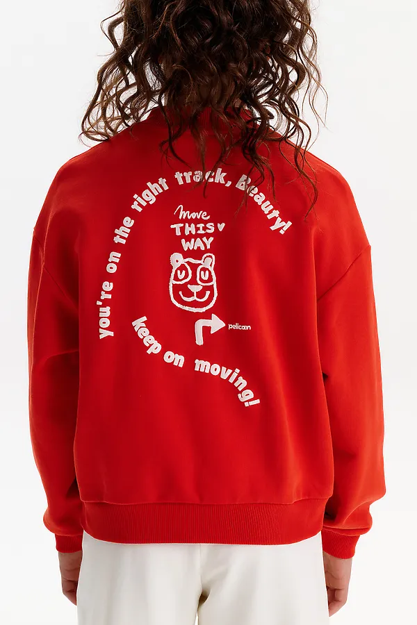 Толстовка для девочек PELICAN, красный - фото 2