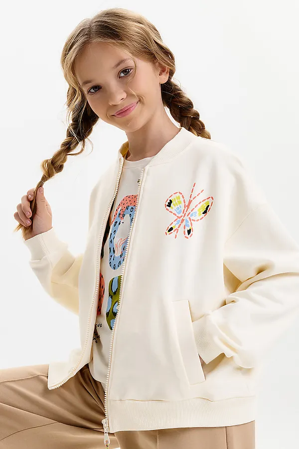 Толстовка для девочек PELICAN, молочный - фото 2