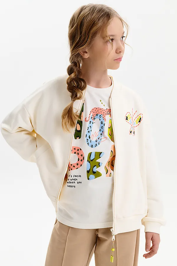 Толстовка для девочек PELICAN, молочный - фото 2