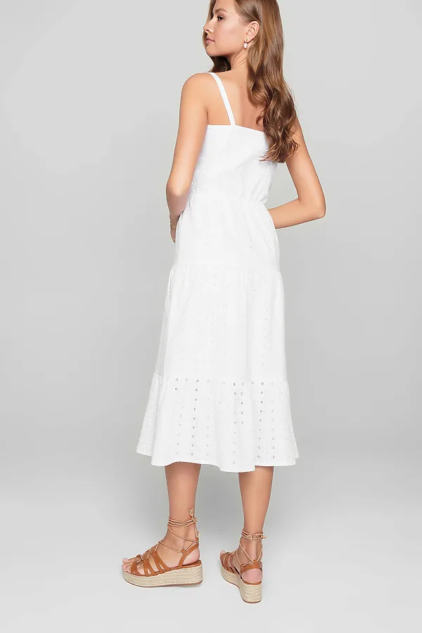 CONTE LPL 1143 Легкое платье с вышивкой ришелье на тонких бретелях из хлопка премиального качества CONTE ELEGANT, белый - фото 2