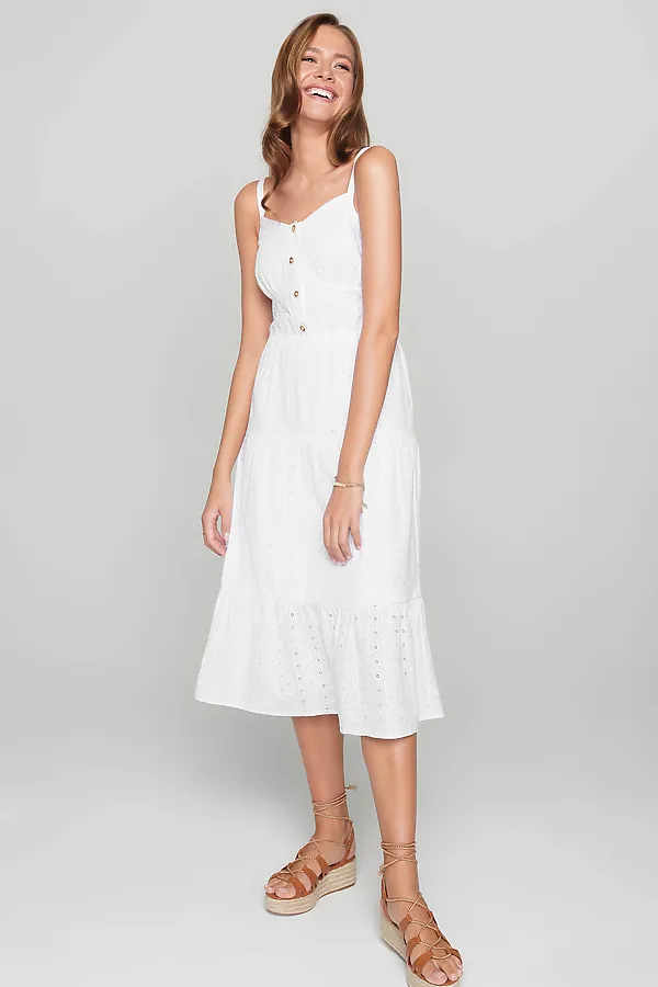 CONTE LPL 1143 Легкое платье с вышивкой ришелье на тонких бретелях из хлопка премиального качества CONTE ELEGANT, белый - фото 2