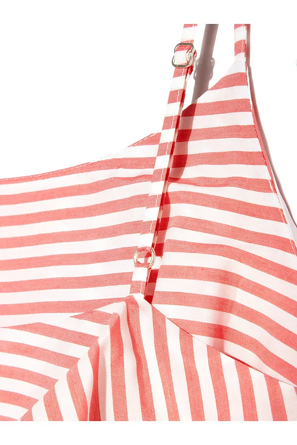 CONTE LPL 911 Ультрамодное платье в полоску на тонких бретелях CONTE ELEGANT, белый-коралловый - фото 2