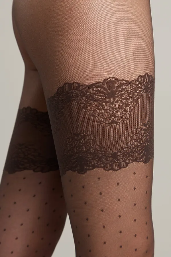 CONTE SEDUCTION Колготки женские в точку с имитацией чулок CONTE ELEGANT, графитовый - фото 2