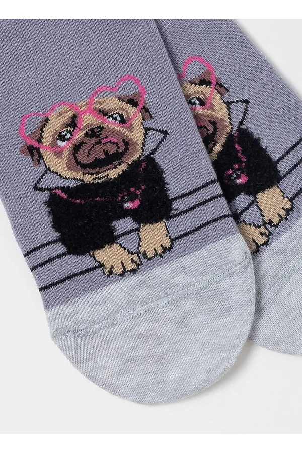 Брестские Носки женские 1133 CLASSIC (с пушистым рисунком) БРЕСТСКИЕ, серый-сиреневый - фото 2