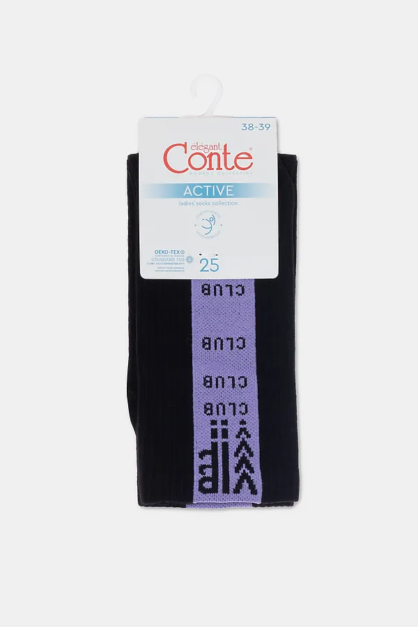 CONTE ACTIVE Носки женские (удлиненные) CONTE ELEGANT, черно-сиреневый - фото 2