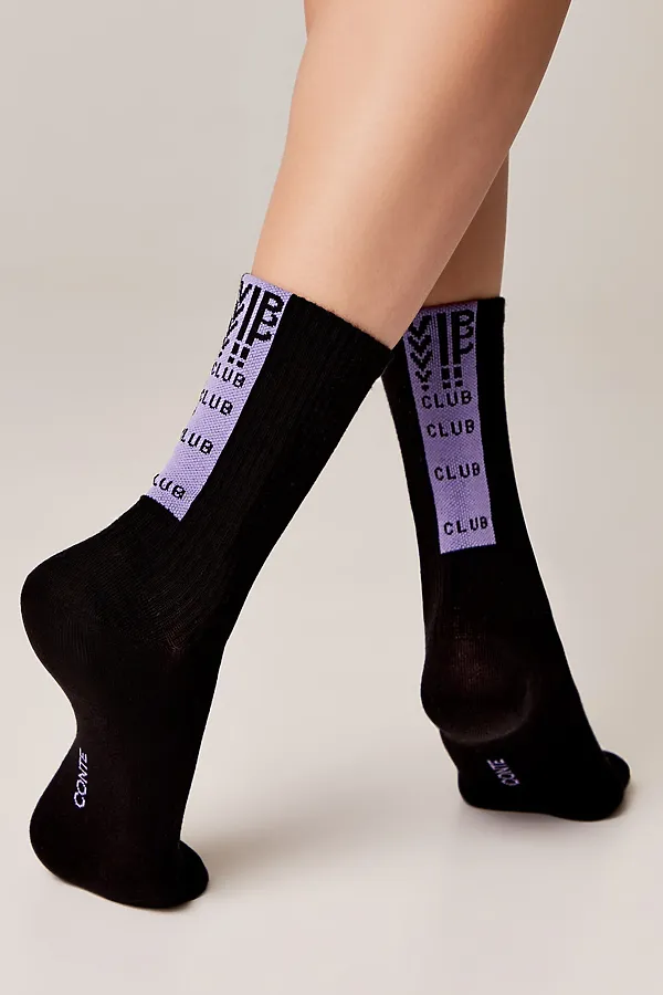 CONTE ACTIVE Носки женские (удлиненные) CONTE ELEGANT, черно-сиреневый - фото 2