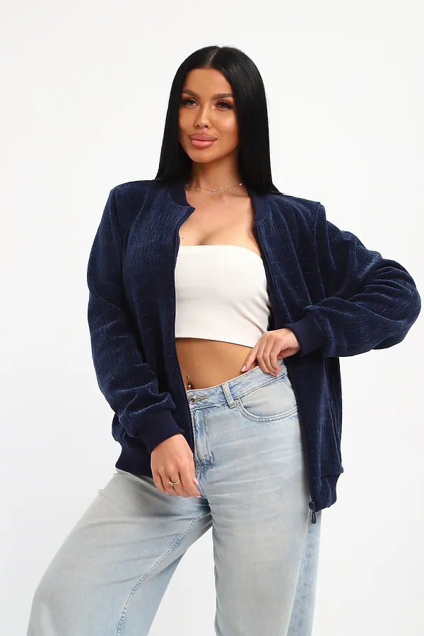 Бомбер на молнии 001 НАТАЛИ, синий - фото 2