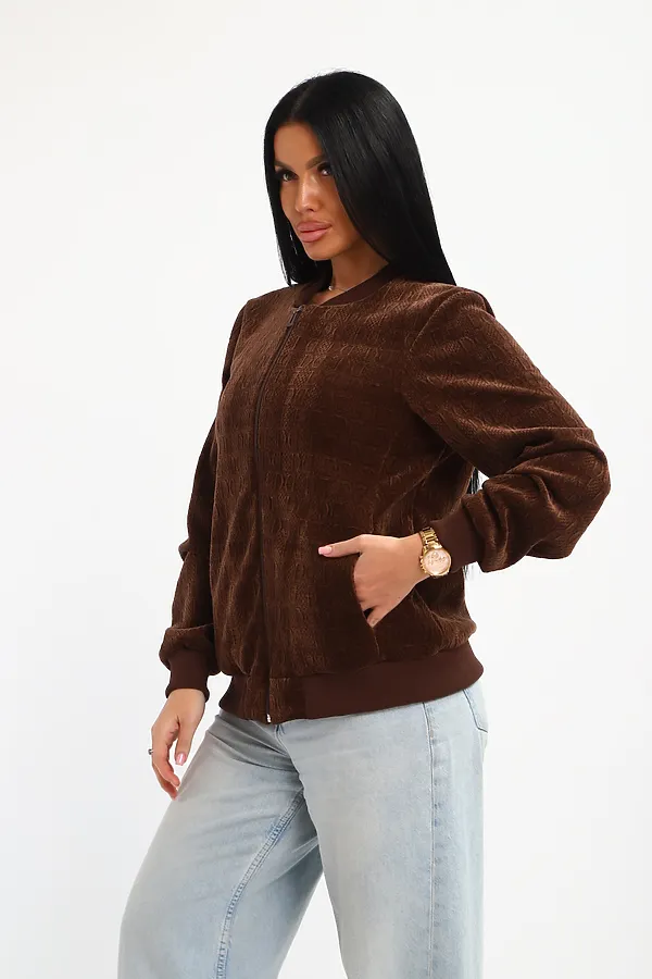 Бомбер на молнии 001 НАТАЛИ, шоколад - фото 2