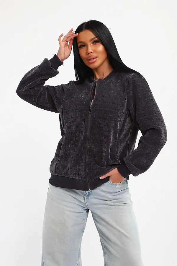 Бомбер на молнии 001 НАТАЛИ, графит - фото 2