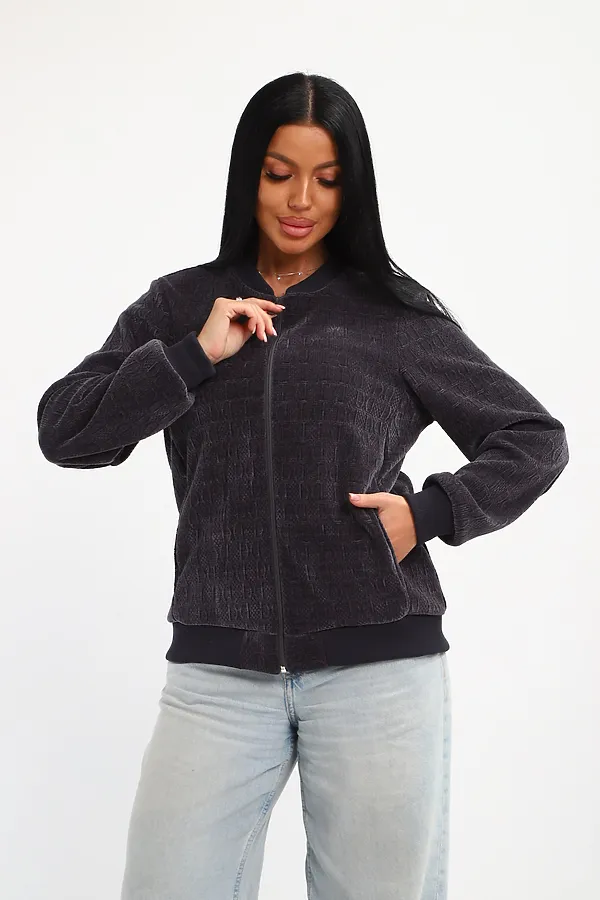 Бомбер на молнии 001 НАТАЛИ, графит - фото 2