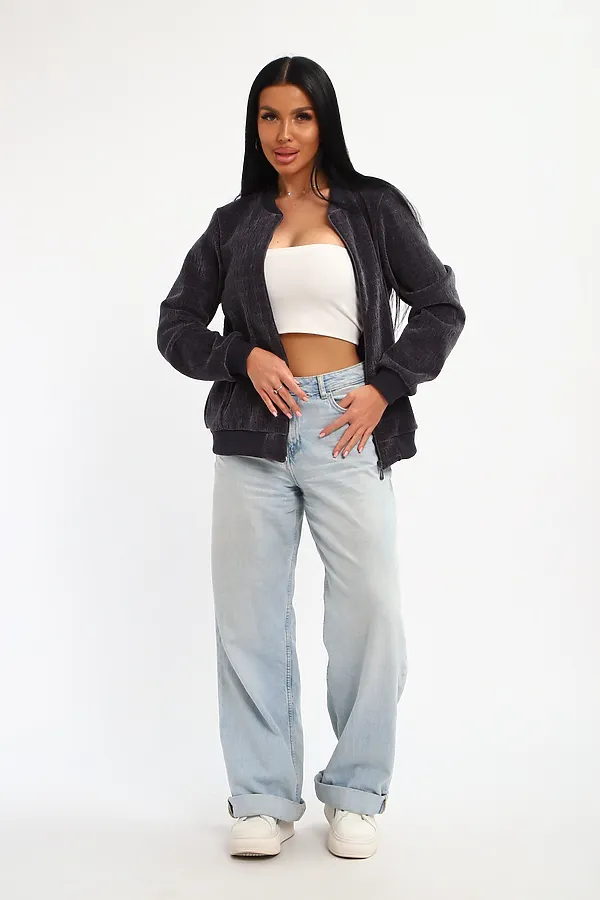 Бомбер на молнии 001 НАТАЛИ, графит - фото 2