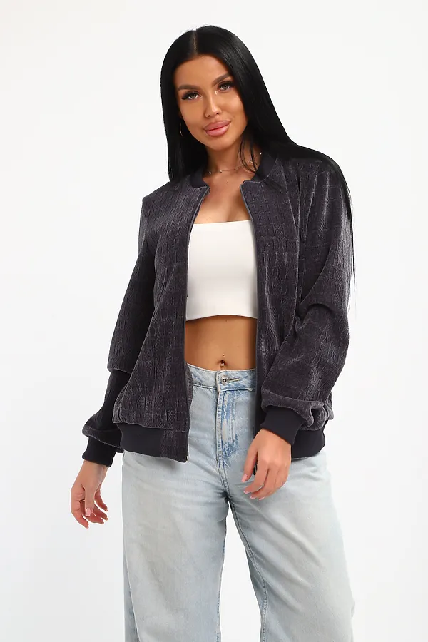 Бомбер на молнии 001 НАТАЛИ, графит - фото 2