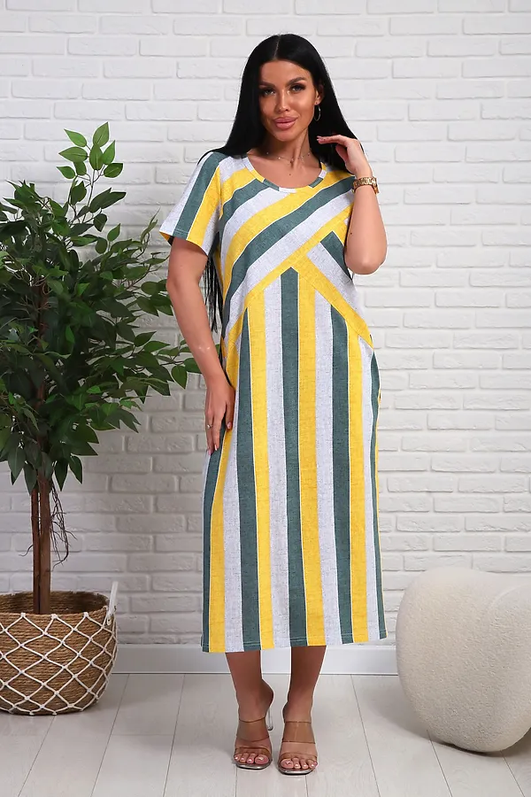 Платье 348т НАТАЛИ, желтый/зеленый - фото 2