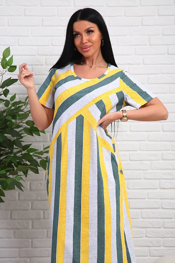 Платье 348т НАТАЛИ, желтый/зеленый - фото 2