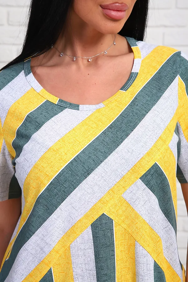 Платье 348т НАТАЛИ, желтый/зеленый - фото 2