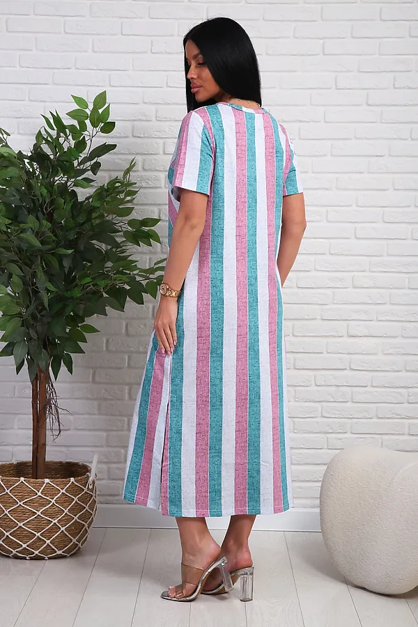 Платье 348т НАТАЛИ, розовый+бирюзовый - фото 2
