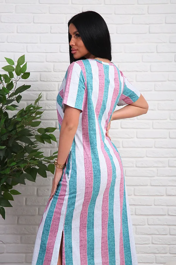 Платье 348т НАТАЛИ, розовый+бирюзовый - фото 2