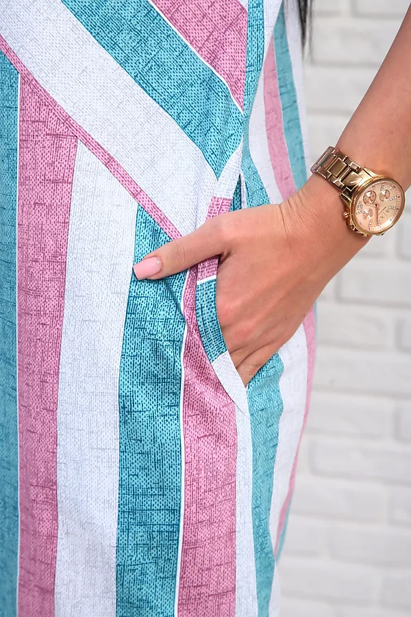 Платье 348т НАТАЛИ, розовый+бирюзовый - фото 2