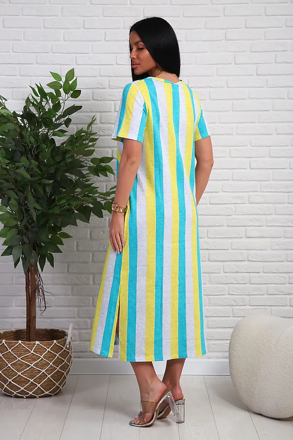 Платье 348т НАТАЛИ, желтый/бирюзовый - фото 2