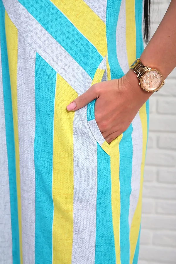 Платье 348т НАТАЛИ, желтый/бирюзовый - фото 2