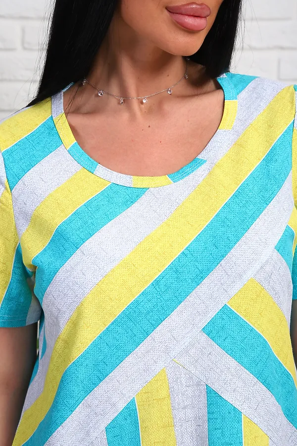 Платье 348т НАТАЛИ, желтый/бирюзовый - фото 2