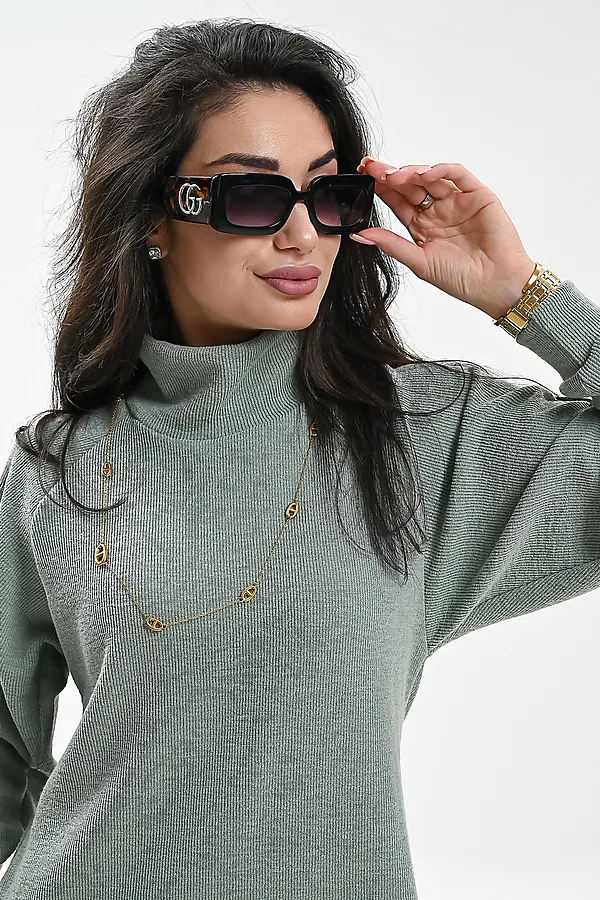 Платье теплое в рубчик НАТАЛИ, зеленый - фото 2