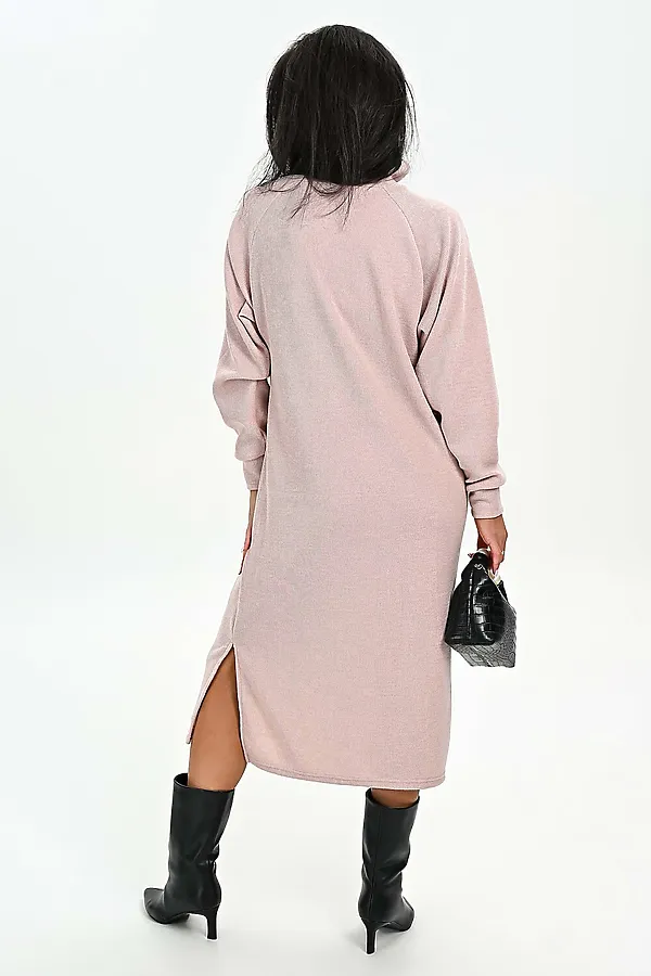 Платье теплое в рубчик НАТАЛИ, розовый - фото 2