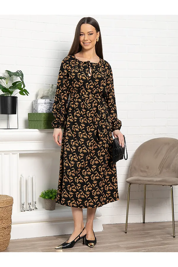 Платье Аура с поясом LADY TAIGA, черное - фото 2