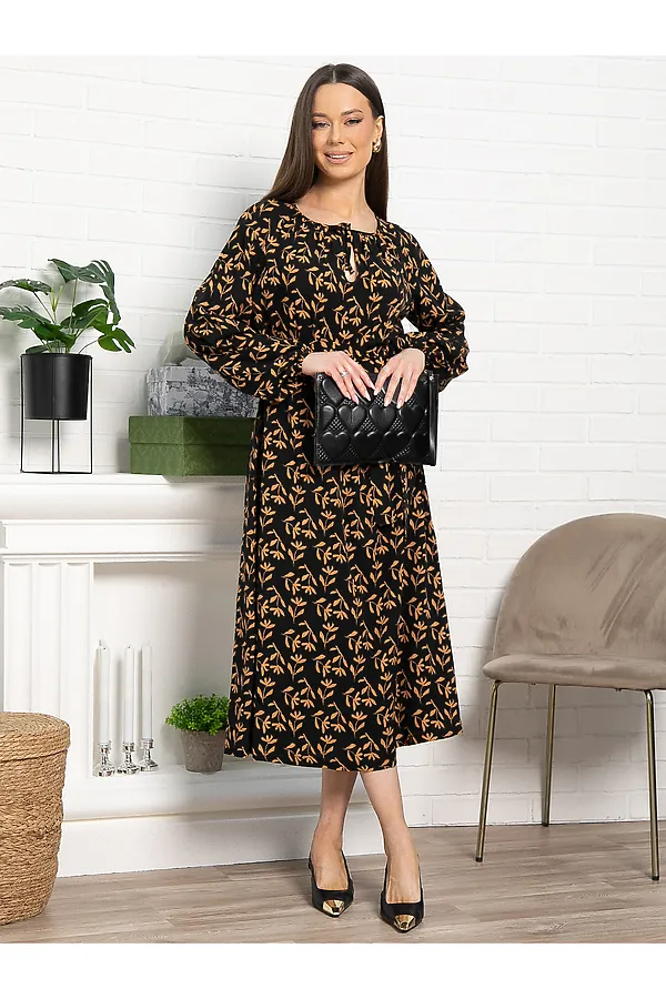 Платье Аура с поясом LADY TAIGA, черное - фото 2