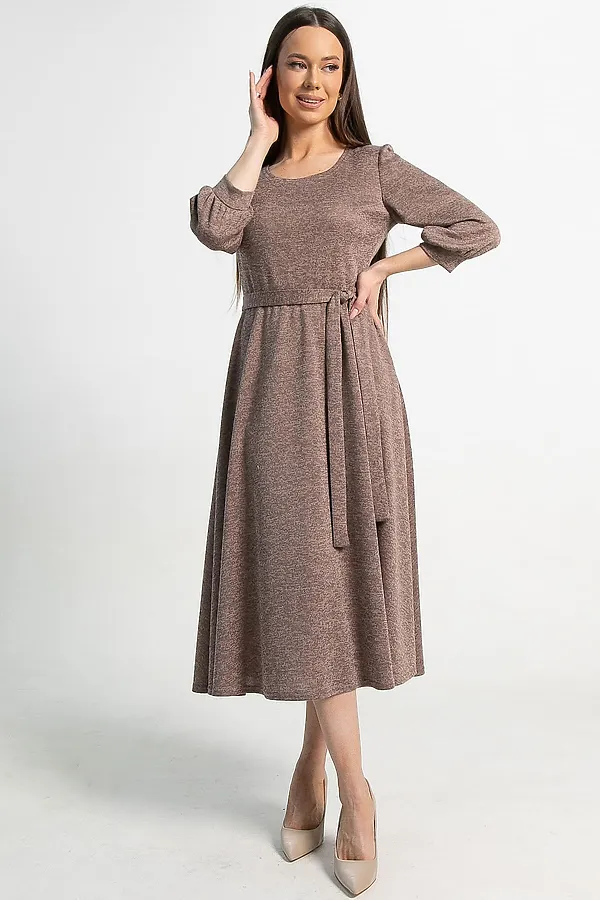 Платье трикотажное Ирина НЬЮ LADY TAIGA, кофе - фото 2