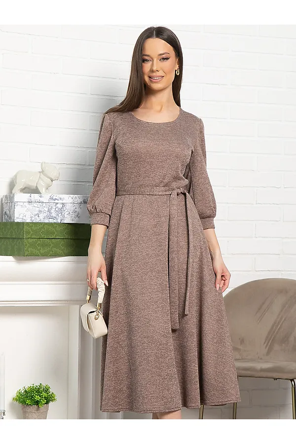 Платье трикотажное Ирина НЬЮ LADY TAIGA, кофе - фото 2