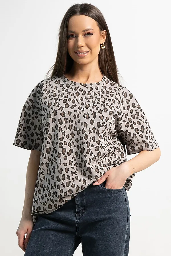 Футболка Ия LADY TAIGA, серая/лео - фото 2