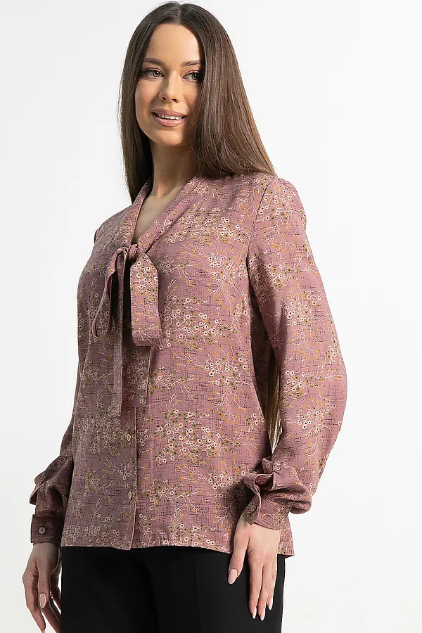 Рубашка с бантом Рузанна LADY TAIGA, серо-красная - фото 2