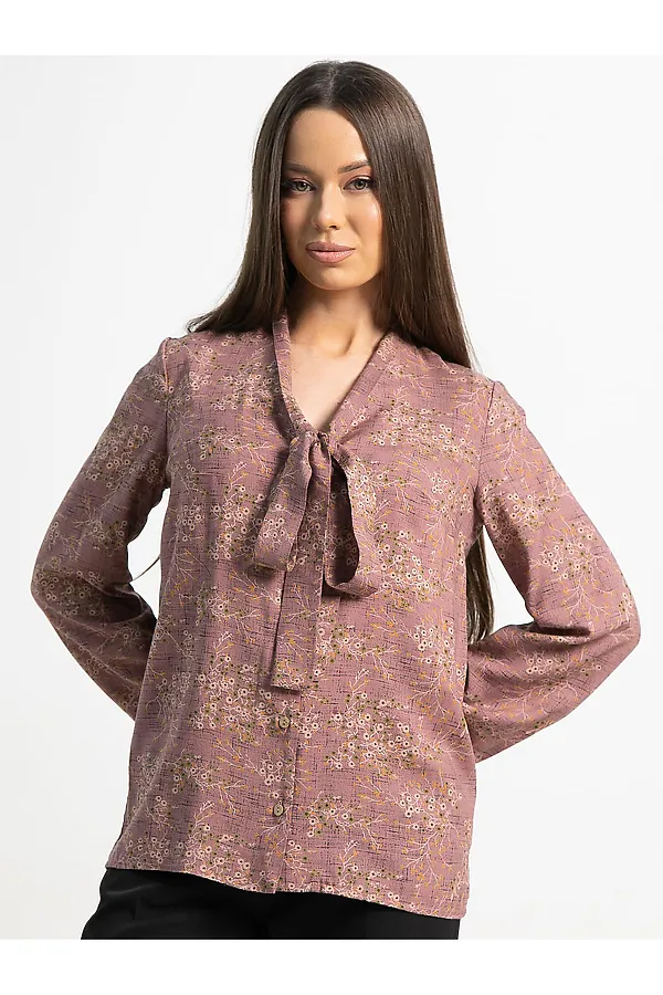 Рубашка с бантом Рузанна LADY TAIGA, серо-красная - фото 2