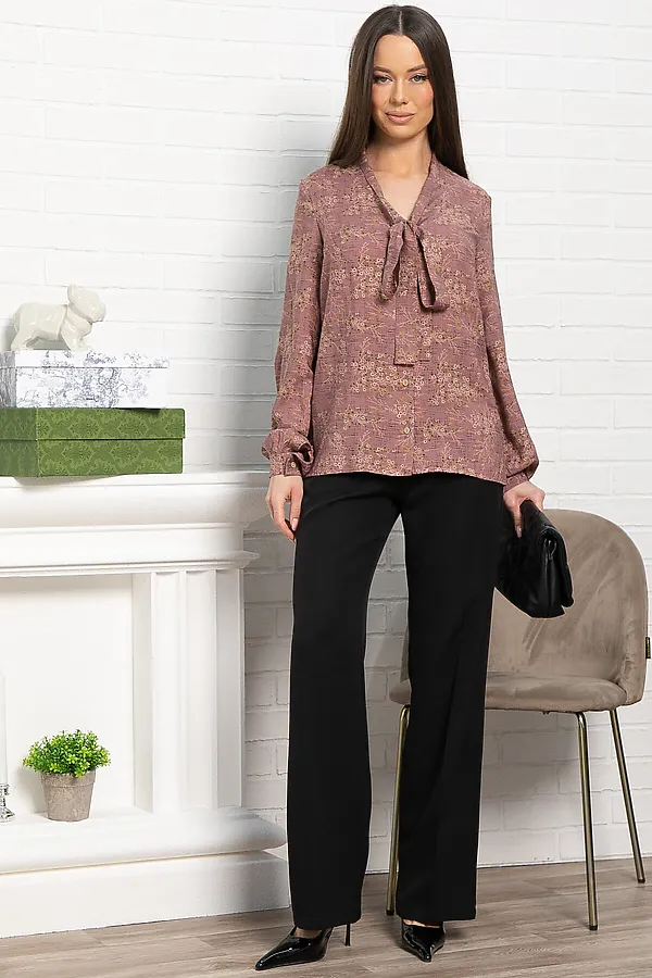 Рубашка с бантом Рузанна LADY TAIGA, серо-красная - фото 2